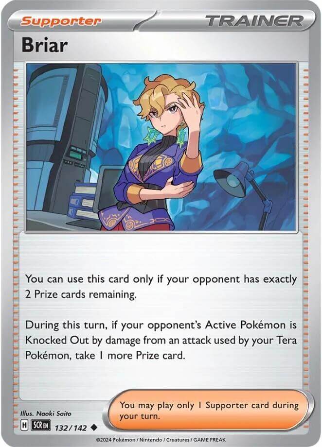Briar - 132/142 [SCR - 132/142] Condition: Near Mint Collectible Trading Cards SV07: Stellar Crown Also available: Language: English Printing: Reverse Holofoil