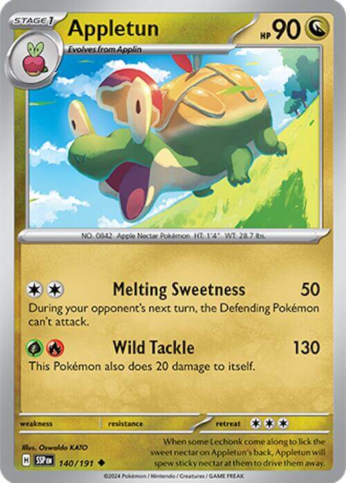 Appletun - 140/191 [SSP - 140/191] Condition: Near Mint Collectible Trading Cards SV08: Surging Sparks Also available: Language: English Printing: Reverse Holofoil