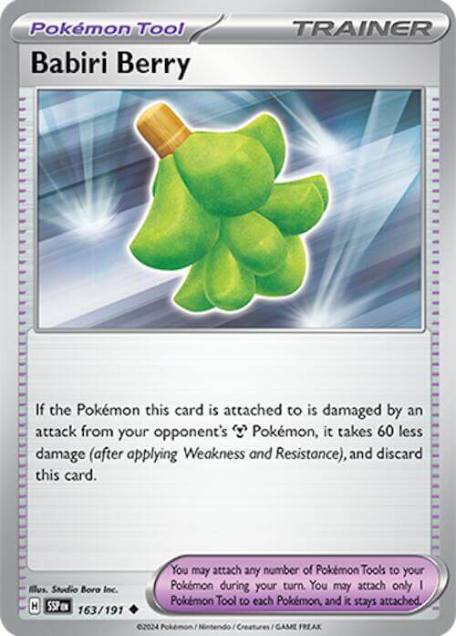 Babiri Berry [SSP - 163/191] Condition: Near Mint Collectible Trading Cards SV08: Surging Sparks Also available: Language: English Printing: Reverse Holofoil