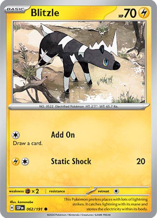 Blitzle [SSP - 062/191] Condition: Near Mint Collectible Trading Cards SV08: Surging Sparks Also available: Language: English Printing: Reverse Holofoil