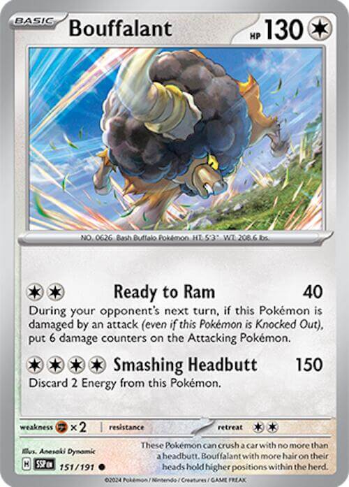 Bouffalant [SSP - 151/191] Condition: Near Mint Collectible Trading Cards SV08: Surging Sparks Also available: Language: English Printing: Reverse Holofoil