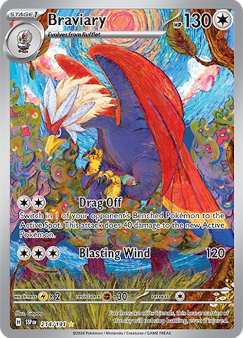 Braviary - 214/191 [SSP - 214/191] Condition: Near Mint Collectible Trading Cards SV08: Surging Sparks Also available: Language: English Printing: Holofoil