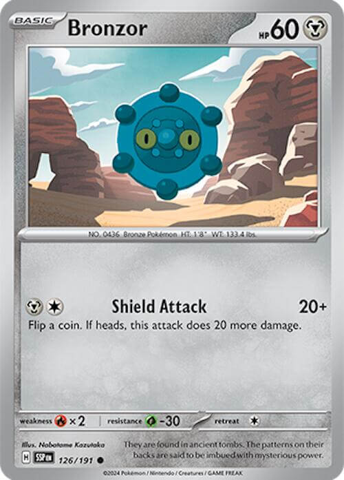 Bronzor [SSP - 126/191] Condition: Near Mint Collectible Trading Cards SV08: Surging Sparks Also available: Language: English Printing: Reverse Holofoil