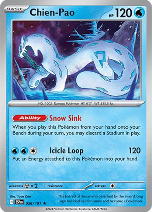 Chien-Pao [SSP - 056/191] Condition: Near Mint Collectible Trading Cards SV08: Surging Sparks Also available: Language: English Printing: Holofoil