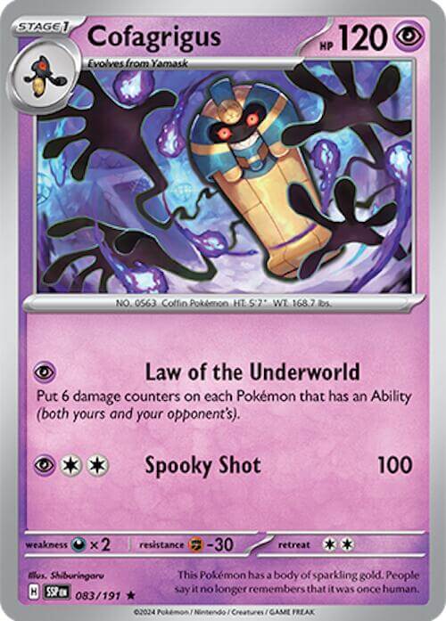 Cofagrigus [SSP - 083/191] Condition: Near Mint Collectible Trading Cards SV08: Surging Sparks Also available: Language: English Printing: Holofoil