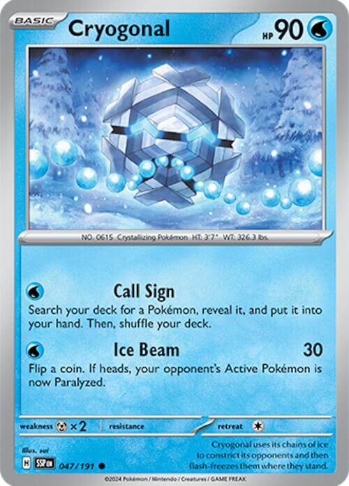 Cryogonal [SSP - 047/191] Condition: Near Mint Collectible Trading Cards SV08: Surging Sparks Also available: Language: English Printing: Reverse Holofoil