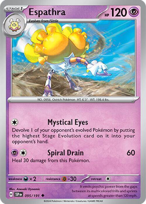 Espathra [SSP - 095/191] Condition: Near Mint Collectible Trading Cards SV08: Surging Sparks Also available: Language: English Printing: Reverse Holofoil