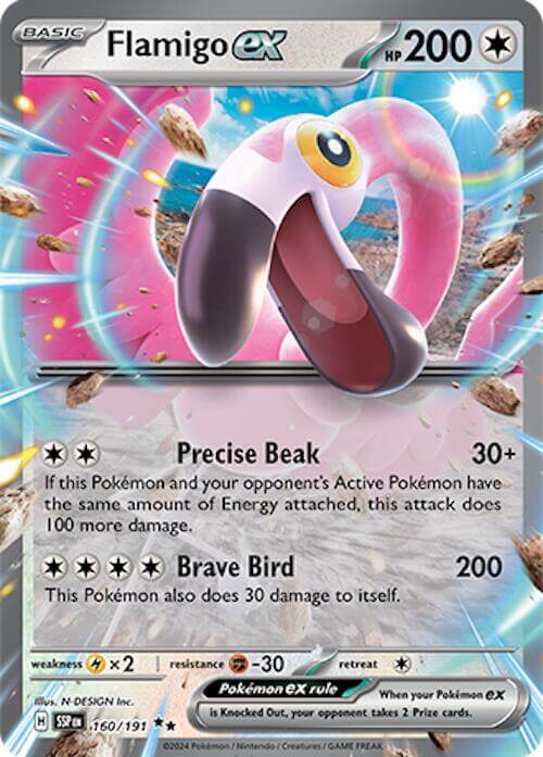 Flamigo ex [SSP - 160/191] Condition: Near Mint Collectible Trading Cards SV08: Surging Sparks Also available: Language: English Printing: Holofoil