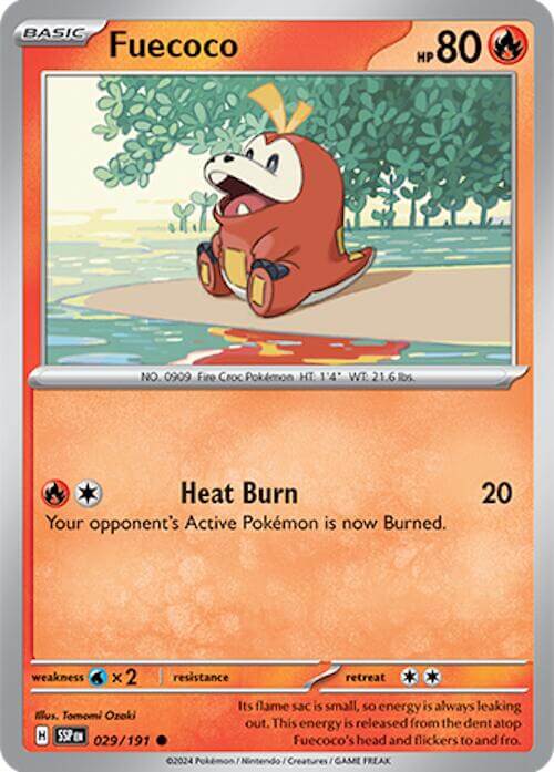 Fuecoco [SSP - 029/191] Condition: Near Mint Collectible Trading Cards SV08: Surging Sparks Also available: Language: English Printing: Reverse Holofoil
