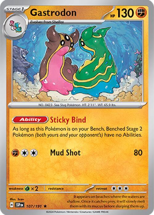 Gastrodon [SSP - 107/191] Condition: Near Mint Collectible Trading Cards SV08: Surging Sparks Also available: Language: English Printing: Holofoil