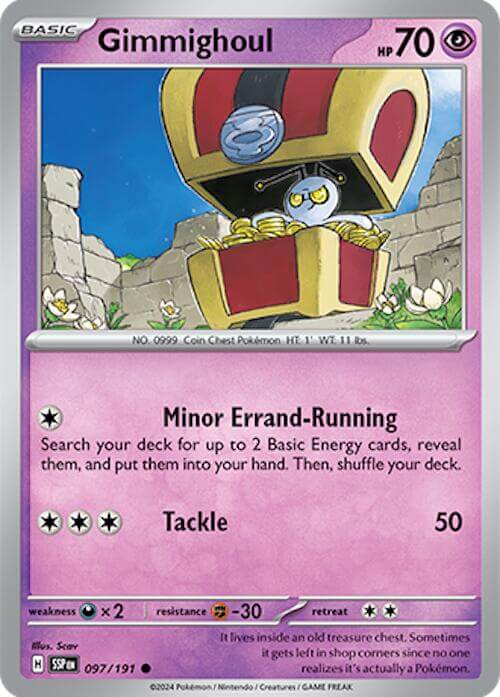 Gimmighoul [SSP - 097/191] Condition: Near Mint Collectible Trading Cards SV08: Surging Sparks Also available: Language: English Printing: Reverse Holofoil