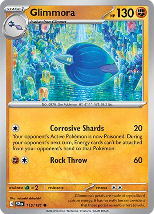 Glimmora [SSP - 115/191] Condition: Near Mint Collectible Trading Cards SV08: Surging Sparks Also available: Language: English Printing: Reverse Holofoil