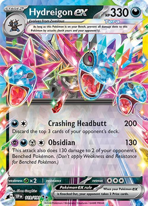 Hydreigon ex - 119/191 [SSP - 119/191] Condition: Near Mint Collectible Trading Cards SV08: Surging Sparks Also available: Language: English Printing: Holofoil