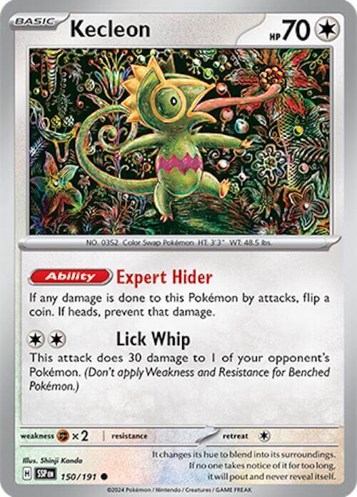 Kecleon - 150/191 [SSP - 150/191] Condition: Near Mint Collectible Trading Cards SV08: Surging Sparks Also available: Language: English Printing: Reverse Holofoil
