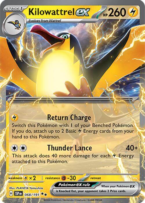 Kilowattrel ex [SSP - 068/191] Condition: Near Mint Collectible Trading Cards SV08: Surging Sparks Also available: Language: English Printing: Normal