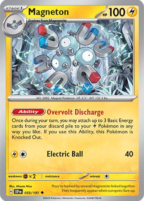 Magneton [SSP - 059/191] Condition: Near Mint Collectible Trading Cards SV08: Surging Sparks Also available: Language: English Printing: Reverse Holofoil