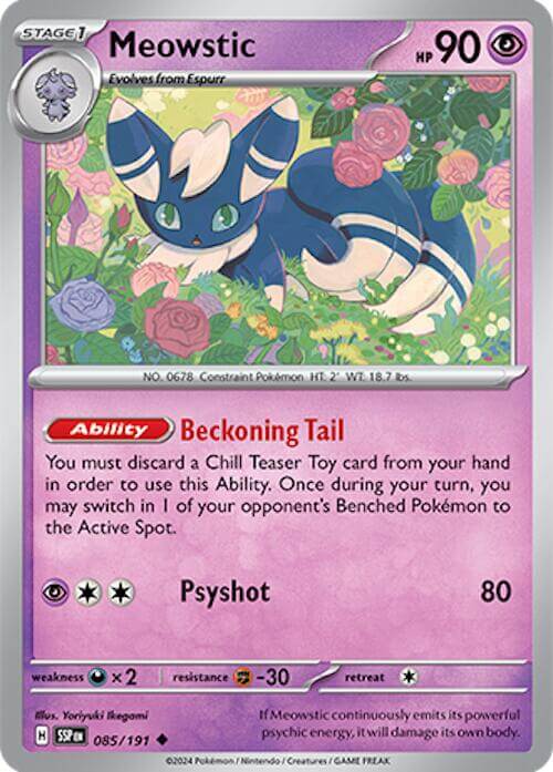 Meowstic [SSP - 085/191] Condition: Near Mint Collectible Trading Cards SV08: Surging Sparks Also available: Language: English Printing: Reverse Holofoil