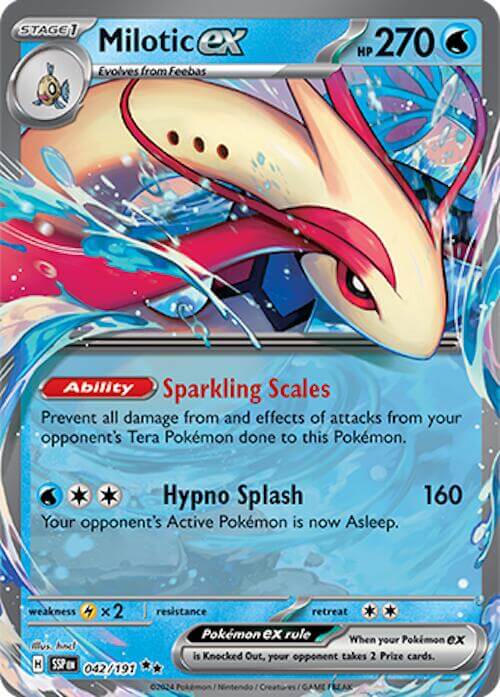 Milotic ex - 042/191 [SSP - 042/191] Condition: Near Mint Collectible Trading Cards SV08: Surging Sparks Also available: Language: English Printing: Holofoil