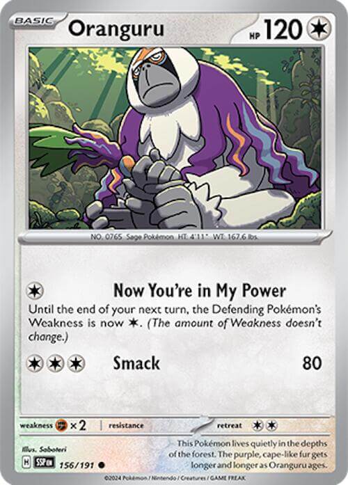 Oranguru [SSP - 156/191] Condition: Near Mint Collectible Trading Cards SV08: Surging Sparks Also available: Language: English Printing: Reverse Holofoil