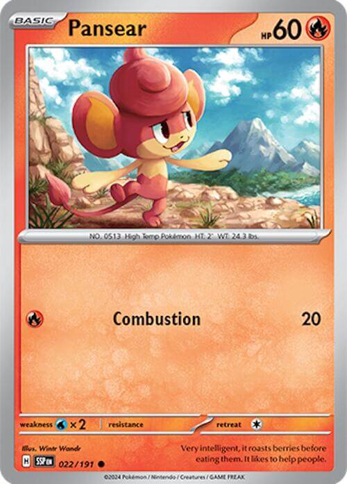 Pansear [SSP - 022/191] Condition: Near Mint Collectible Trading Cards SV08: Surging Sparks Also available: Language: English Printing: Reverse Holofoil