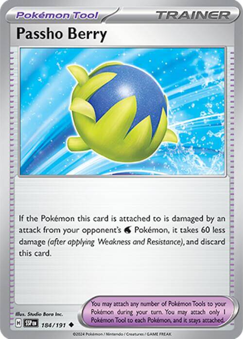 Passho Berry [SSP - 184/191] Condition: Near Mint Collectible Trading Cards SV08: Surging Sparks Also available: Language: English Printing: Reverse Holofoil