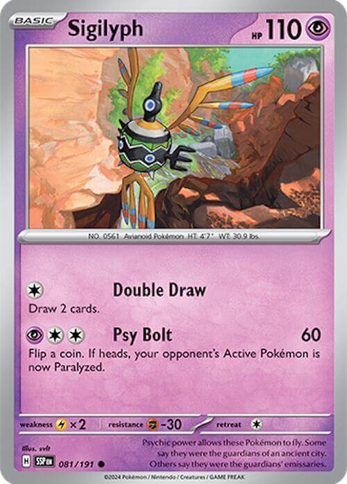 Sigilyph [SSP - 081/191] Condition: Near Mint Collectible Trading Cards SV08: Surging Sparks Also available: Language: English Printing: Reverse Holofoil