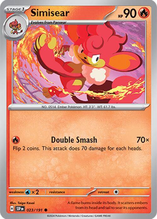 Simisear [SSP - 023/191] Condition: Near Mint Collectible Trading Cards SV08: Surging Sparks Also available: Language: English Printing: Reverse Holofoil