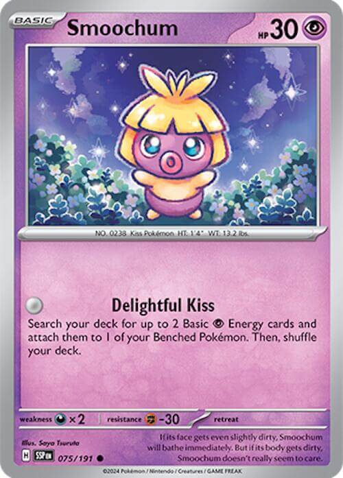Smoochum [SSP - 075/191] Condition: Near Mint Collectible Trading Cards SV08: Surging Sparks Also available: Language: English Printing: Reverse Holofoil