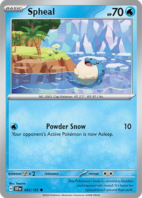 Spheal - 043/191 [SSP - 043/191] Condition: Near Mint Collectible Trading Cards SV08: Surging Sparks Also available: Language: English Printing: Reverse Holofoil