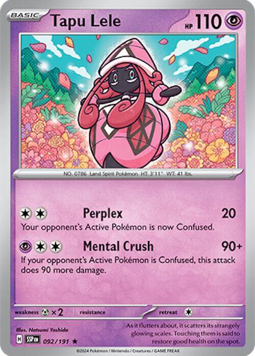 Tapu Lele [SSP - 092/191] Condition: Near Mint Collectible Trading Cards SV08: Surging Sparks Also available: Language: English Printing: Holofoil