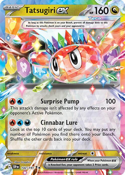 Tatsugiri ex - 142/191 [SSP - 142/191] Condition: Near Mint Collectible Trading Cards SV08: Surging Sparks Also available: Language: English Printing: Holofoil