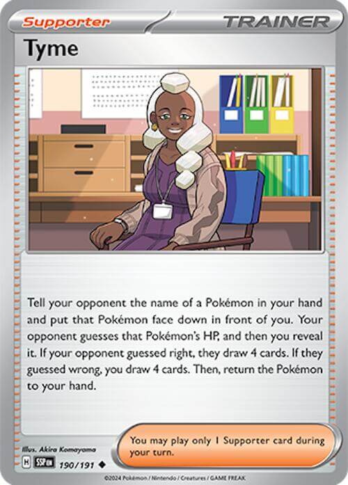 Tyme [SSP - 190/191] Condition: Near Mint Collectible Trading Cards SV08: Surging Sparks Also available: Language: English Printing: Reverse Holofoil