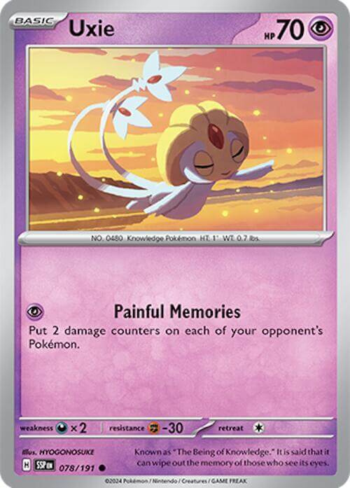 Uxie [SSP - 078/191] Condition: Near Mint Collectible Trading Cards SV08: Surging Sparks Also available: Language: English Printing: Reverse Holofoil