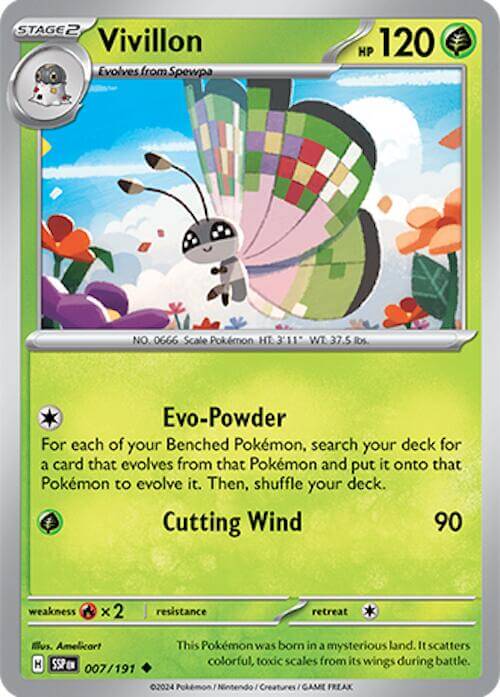 Vivillon - 007/191 [SSP - 007/191] Condition: Near Mint Collectible Trading Cards SV08: Surging Sparks Also available: Language: English Printing: Reverse Holofoil