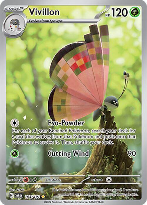 Vivillon - 193/191 [SSP - 193/191] Condition: Near Mint Collectible Trading Cards SV08: Surging Sparks Also available: Language: English Printing: Holofoil