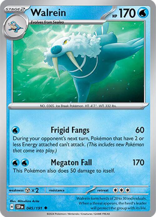Walrein [SSP - 045/191] Condition: Near Mint Collectible Trading Cards SV08: Surging Sparks Also available: Language: English Printing: Reverse Holofoil