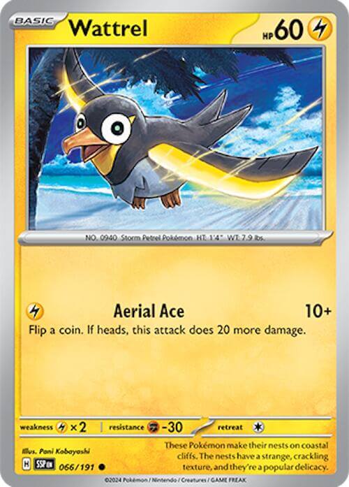 Wattrel [SSP - 066/191] Condition: Near Mint Collectible Trading Cards SV08: Surging Sparks Also available: Language: English Printing: Reverse Holofoil