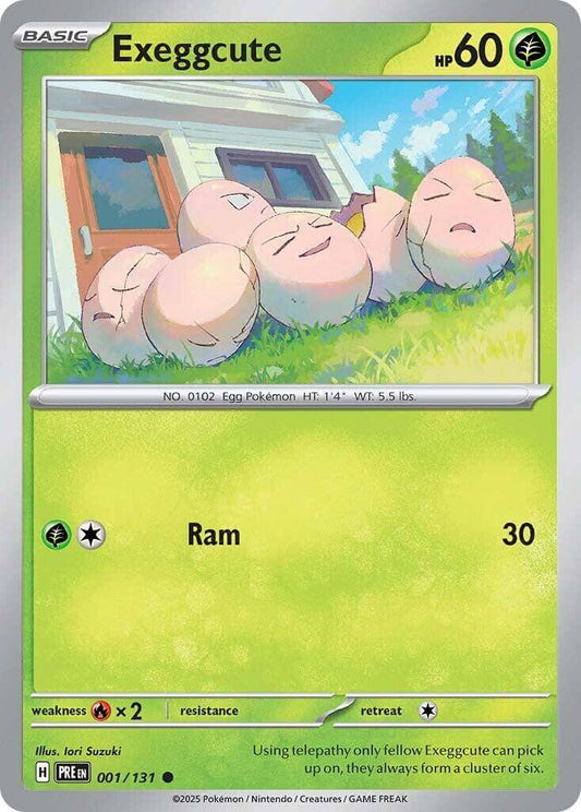 Exeggcute [PRE - 001/131] Condition: Near Mint Collectible Trading Cards SV: Prismatic Evolutions Also available: Language: English Printing: Reverse Holofoil