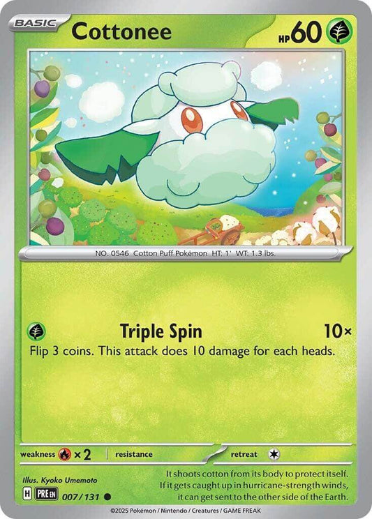 Cottonee [PRE - 007/131] Condition: Near Mint Collectible Trading Cards SV: Prismatic Evolutions Also available: Language: English Printing: Reverse Holofoil