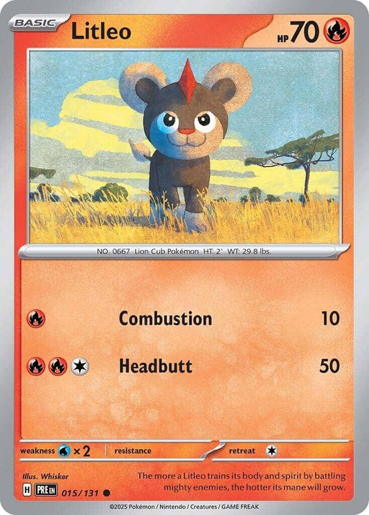 Litleo [PRE - 015/131] Condition: Near Mint Collectible Trading Cards SV: Prismatic Evolutions Also available: Language: English Printing: Reverse Holofoil