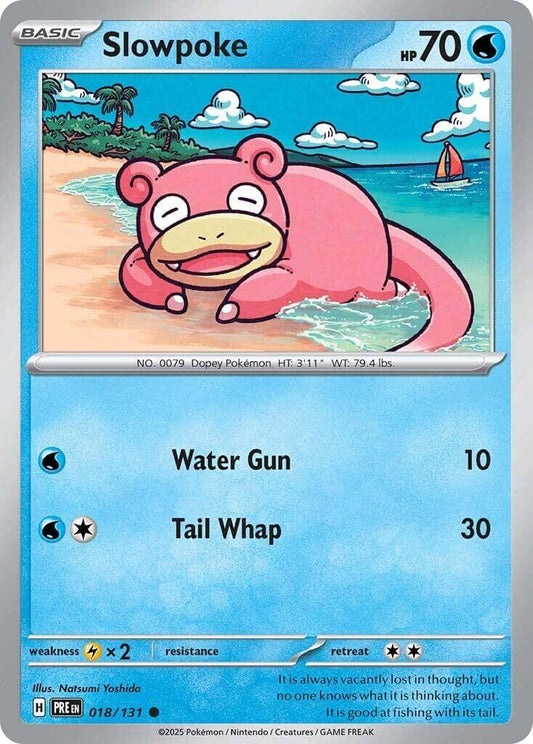 Slowpoke [PRE - 018/131] Condition: Near Mint Collectible Trading Cards SV: Prismatic Evolutions Also available: Language: English Printing: Reverse Holofoil