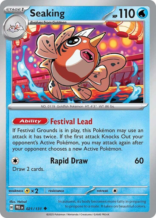 Seaking [PRE - 021/131] Condition: Near Mint Collectible Trading Cards SV: Prismatic Evolutions Also available: Language: English Printing: Reverse Holofoil