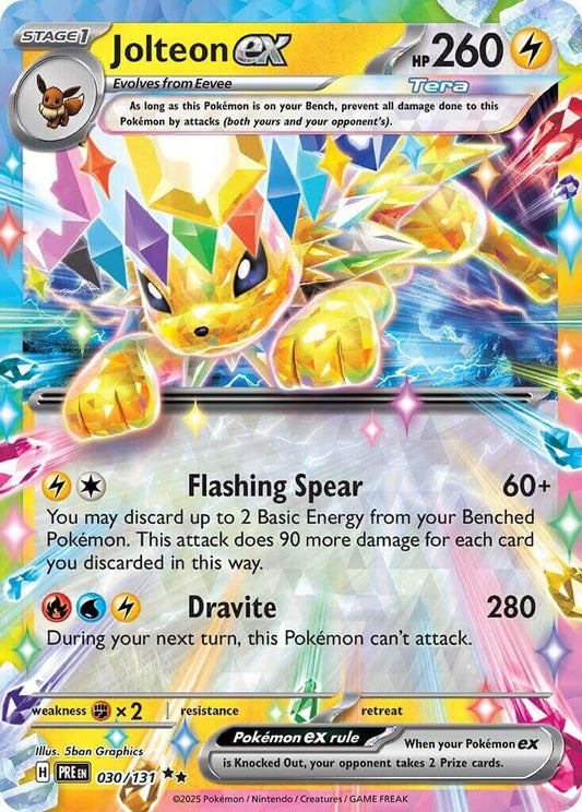 Jolteon ex - 030/131 [PRE - 030/131] Condition: Near Mint Collectible Trading Cards SV: Prismatic Evolutions Also available: Language: English Printing: Holofoil