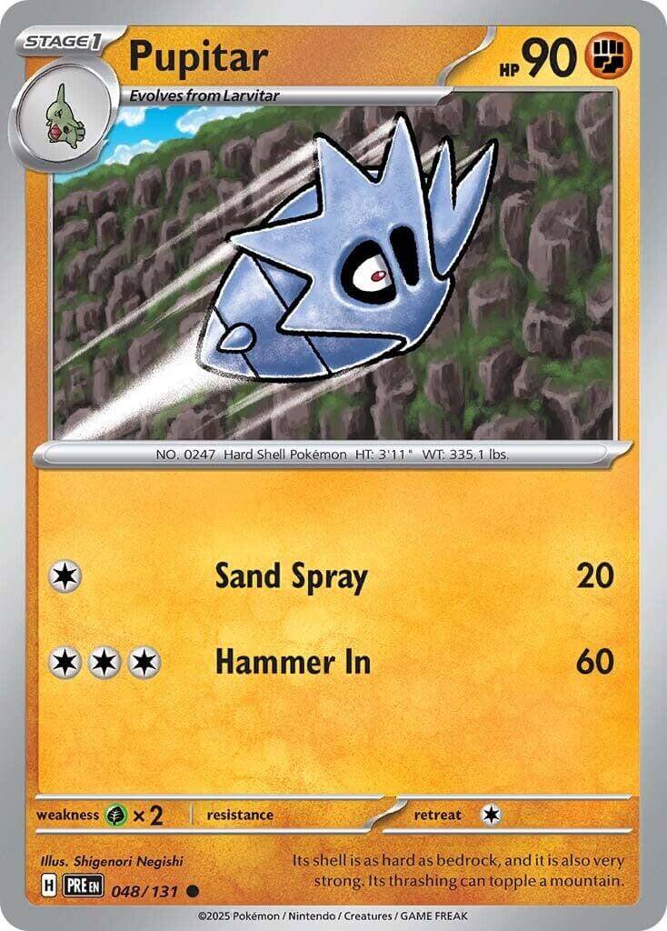 Pupitar [PRE - 048/131] Condition: Near Mint Collectible Trading Cards SV: Prismatic Evolutions Also available: Language: English Printing: Reverse Holofoil