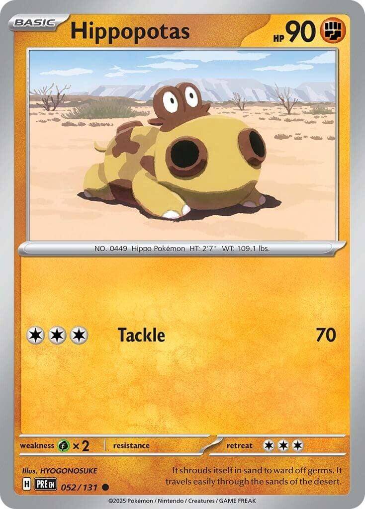 Hippopotas [PRE - 052/131] Condition: Near Mint Collectible Trading Cards SV: Prismatic Evolutions Also available: Language: English Printing: Reverse Holofoil