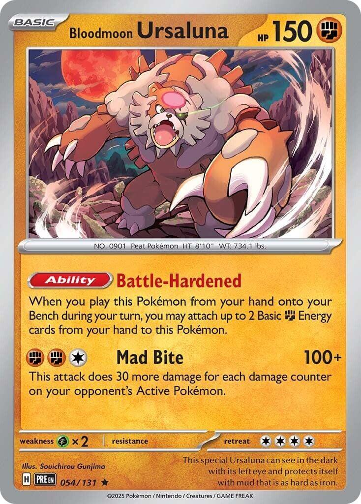 Bloodmoon Ursaluna [PRE - 054/131] Condition: Near Mint Collectible Trading Cards SV: Prismatic Evolutions Also available: Language: English Printing: Holofoil