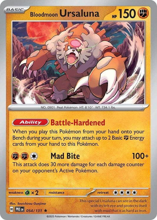 Bloodmoon Ursaluna [PRE - 054/131] Condition: Near Mint Collectible Trading Cards SV: Prismatic Evolutions Also available: Language: English Printing: Holofoil