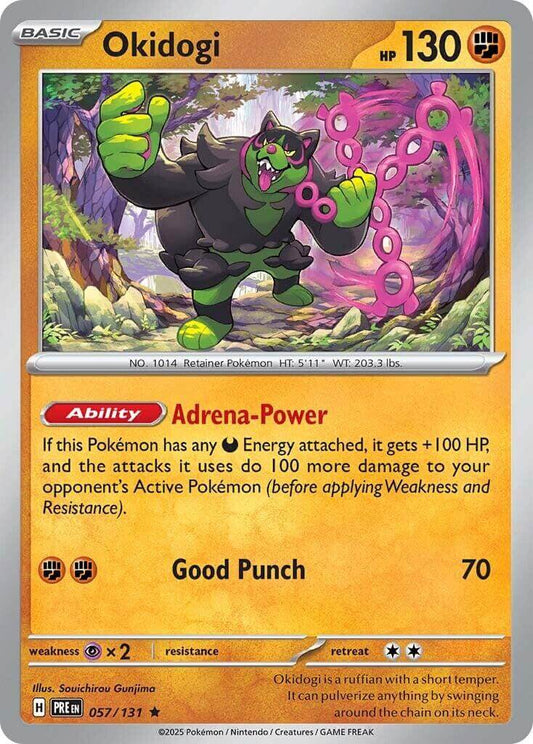 Okidogi [PRE - 057/131] Condition: Near Mint Collectible Trading Cards SV: Prismatic Evolutions Also available: Language: English Printing: Holofoil