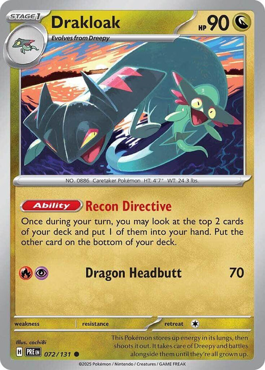 Drakloak [PRE - 072/131] Condition: Near Mint Collectible Trading Cards SV: Prismatic Evolutions Also available: Language: English Printing: Reverse Holofoil