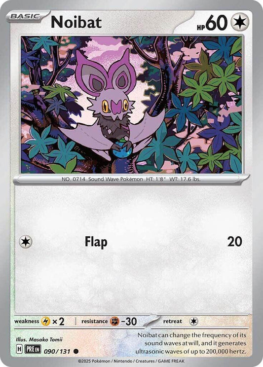Noibat [PRE - 090/131] Condition: Near Mint Collectible Trading Cards SV: Prismatic Evolutions Also available: Language: English Printing: Reverse Holofoil